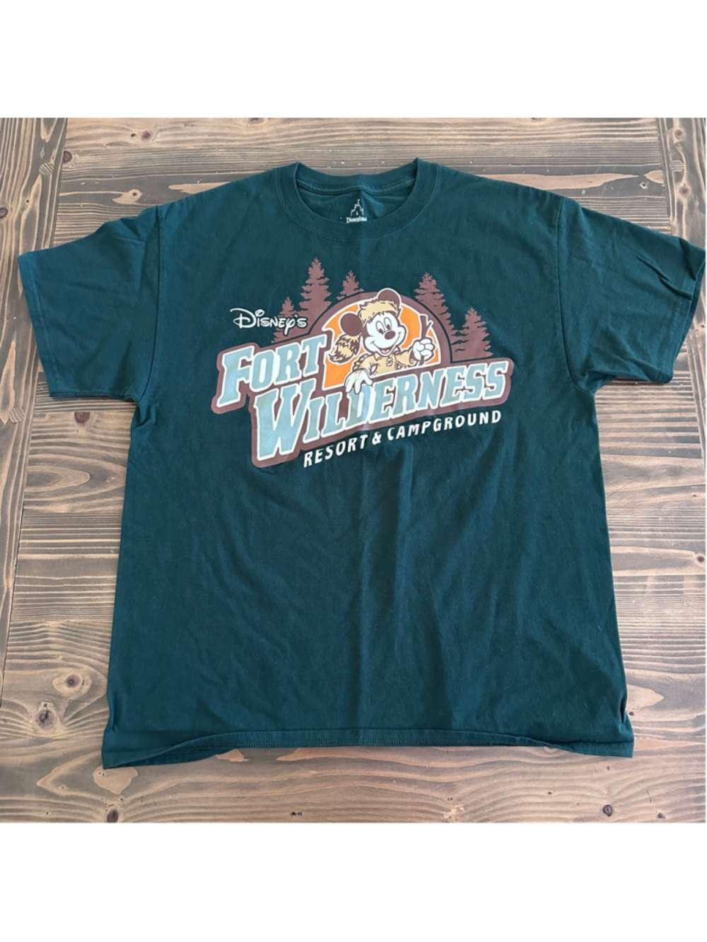 Disney Fort Wilderness Happy Camper Tee Mens L Green Graphic Camping Shirt - Picture 3 of 7